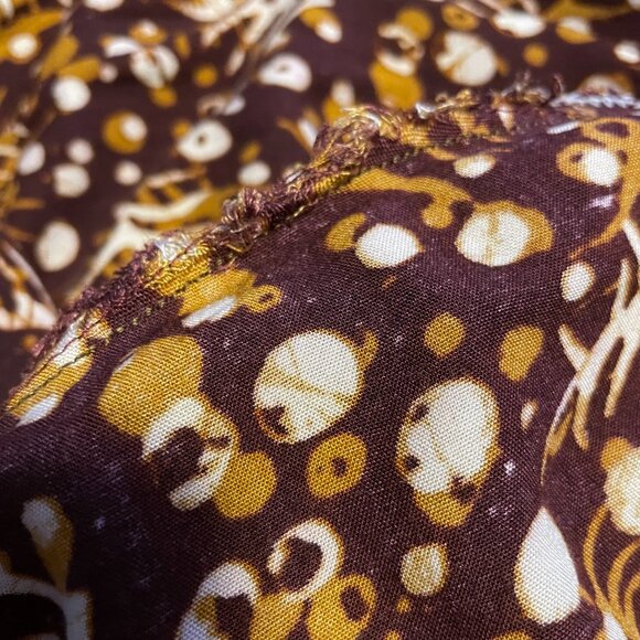 Batik Lounge Pants Brown Abstract Pattern Stretch Waist Ankles Boho Hippie - Picture 10 of 12